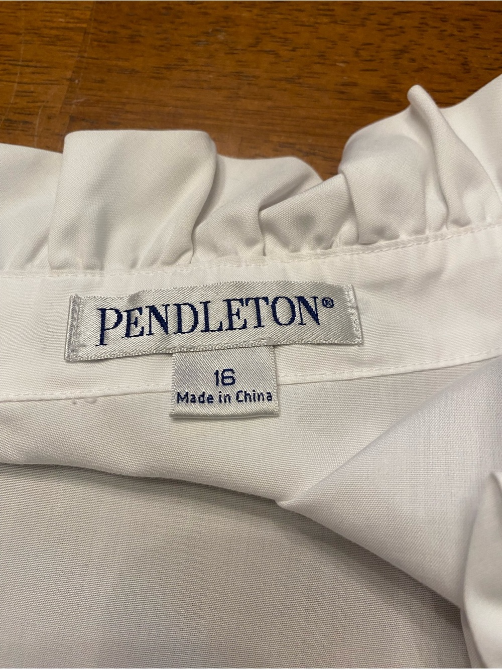 Pendleton White Ruffle Collar Button-Down Blouse - Picture 8 of 9